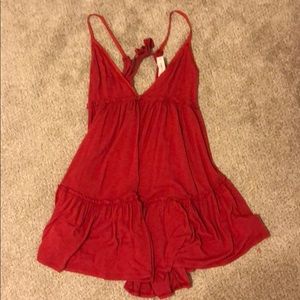 Red flowy sundress